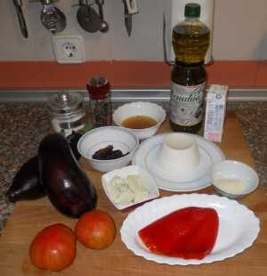 Ingredientes para la tarrina de queso con verduras.