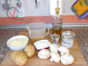 Ingredientes para la Gratén de champiñón y patata