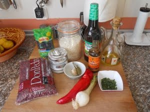 Ingredientes para el gallo pinto.